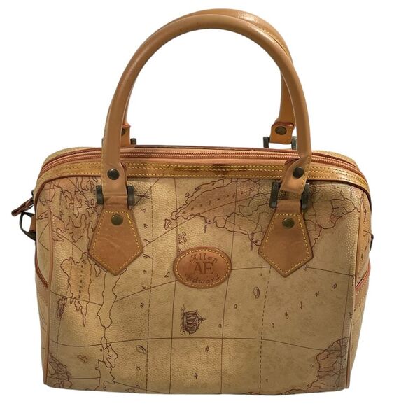 Vintage Allen Edward Map Barrel Handbag - Picture 1 of 14